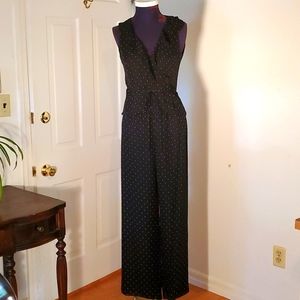 Black/White Polka Dot Wrap top and Drawstring pant